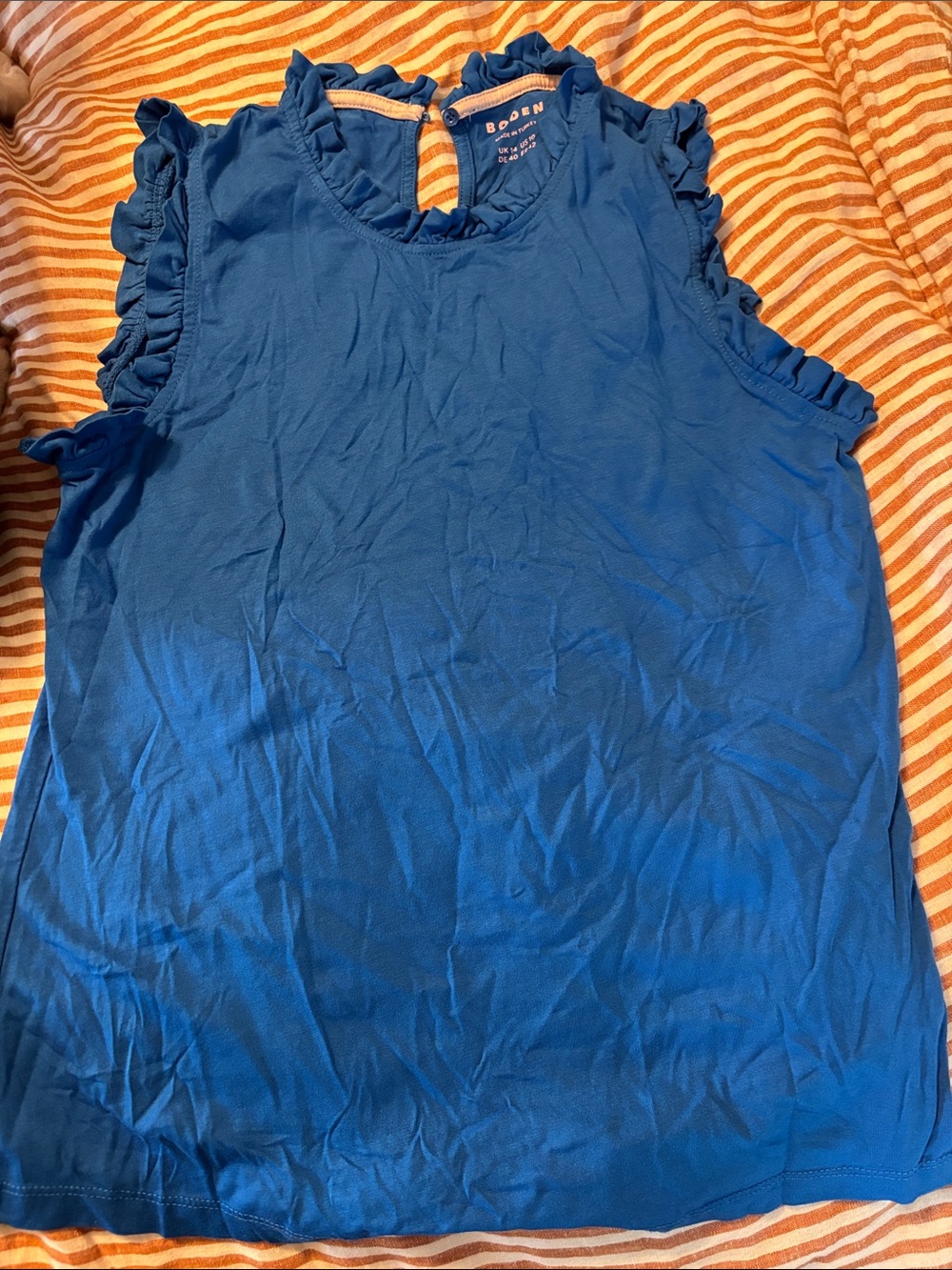 Boden Women's Ruffle Sleeve Tank - Blue